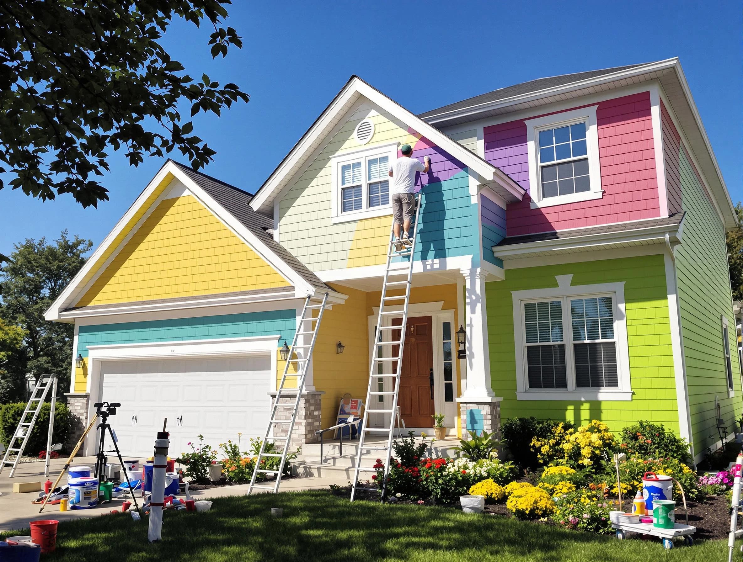 Kent House Painters professionals painting a home exterior in Kent, OH