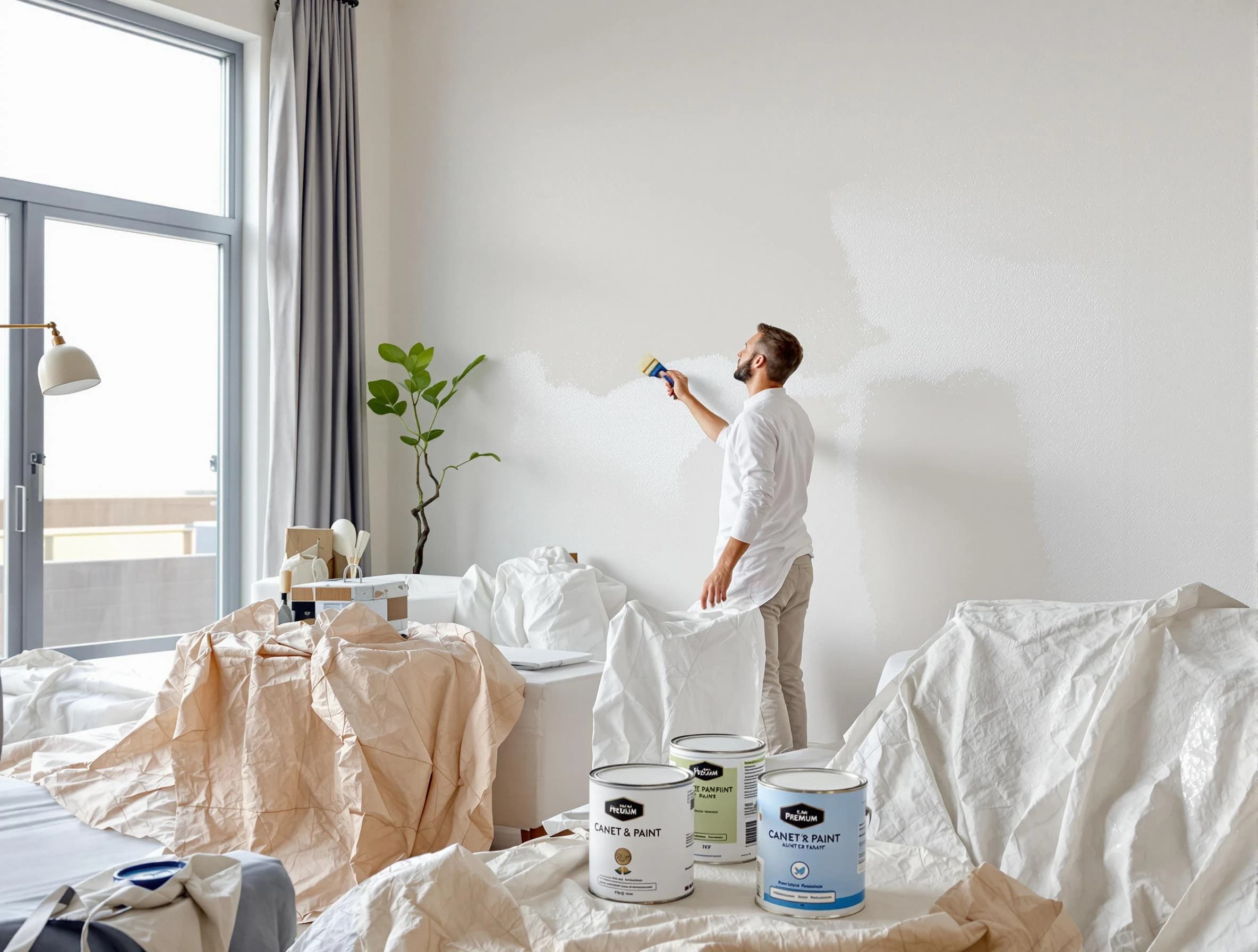 Kent House Painters team carefully painting an interior wall in Kent, OH