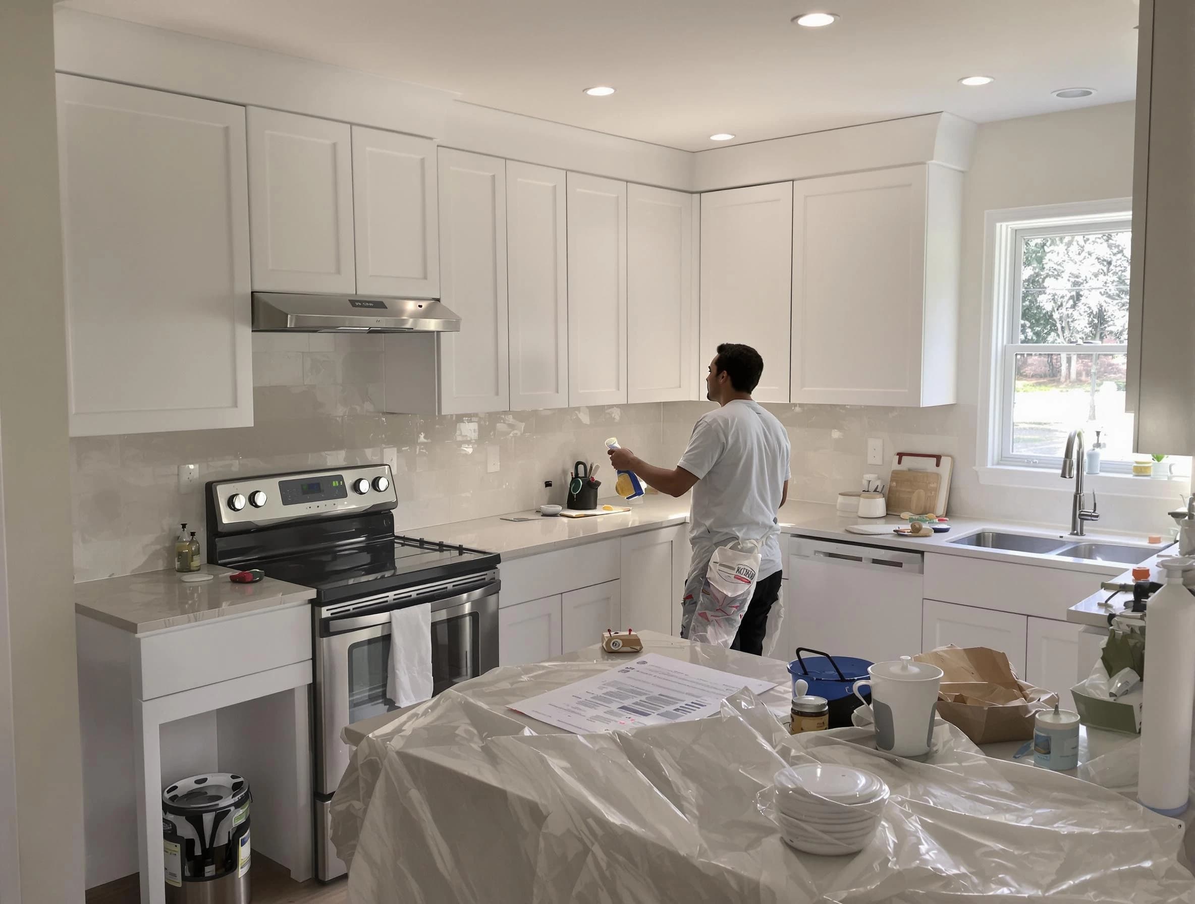 Kent House Painters performing detailed kitchen painting in Kent